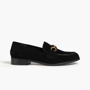 STUART WEITZMAN Owen buckle-embellished suede loafers